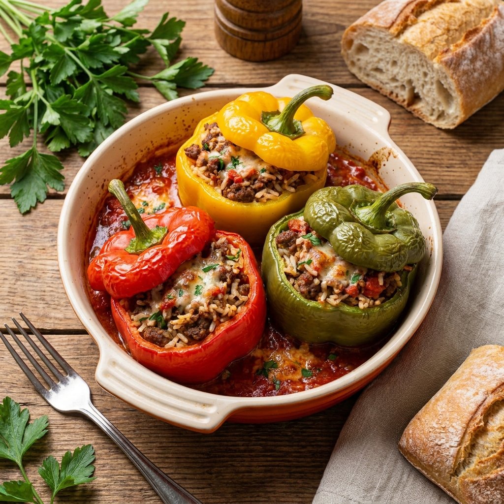 Stuffed Bell Peppers (with Minced Meat and Rice)