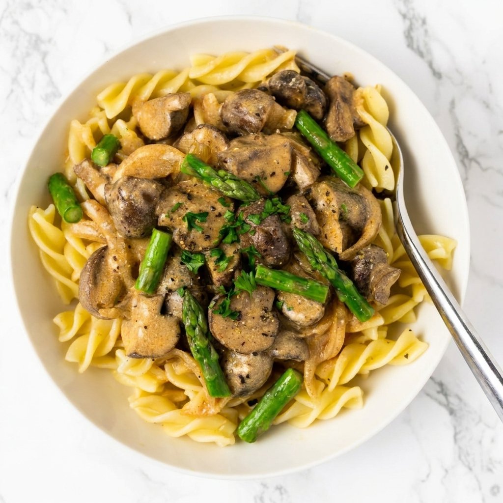 Asparagus and Mushroom Stroganoff