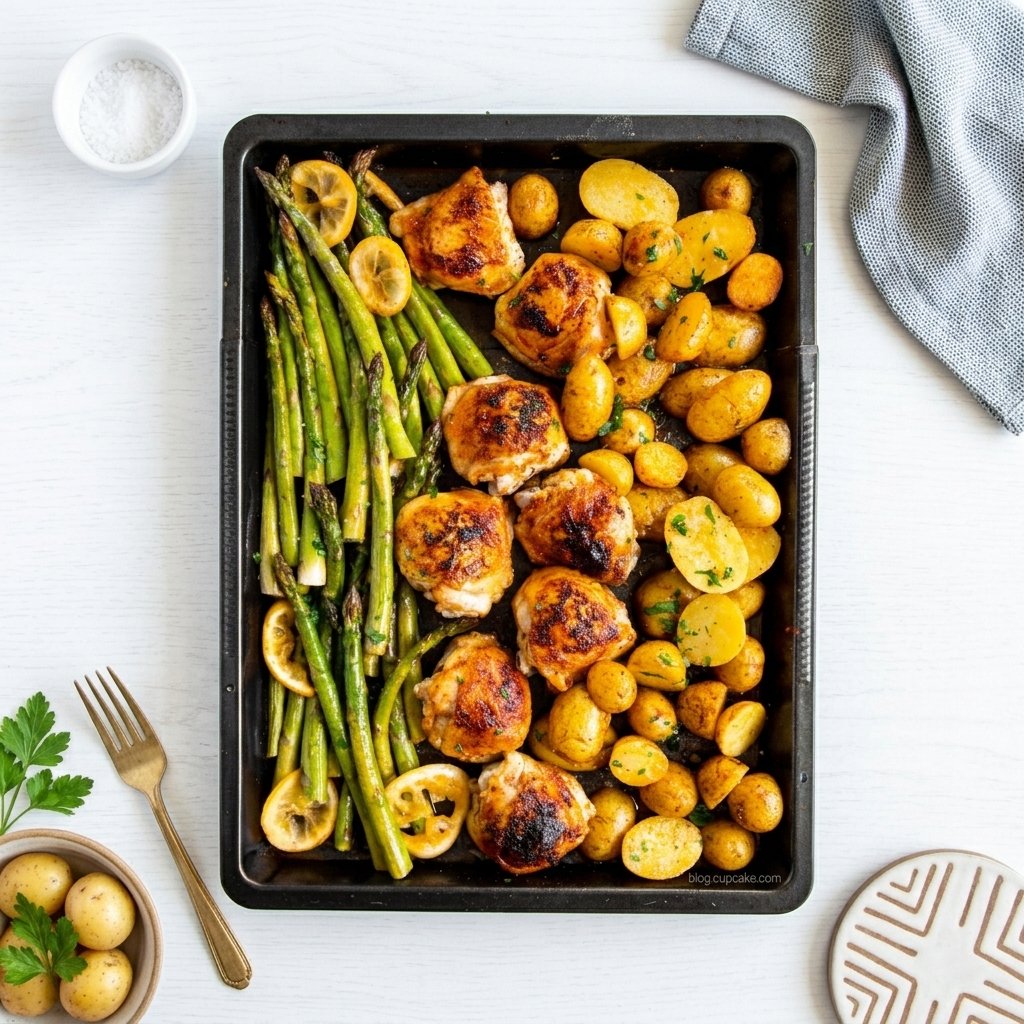 Sheet Pan Chicken, Asparagus, and Potatoes