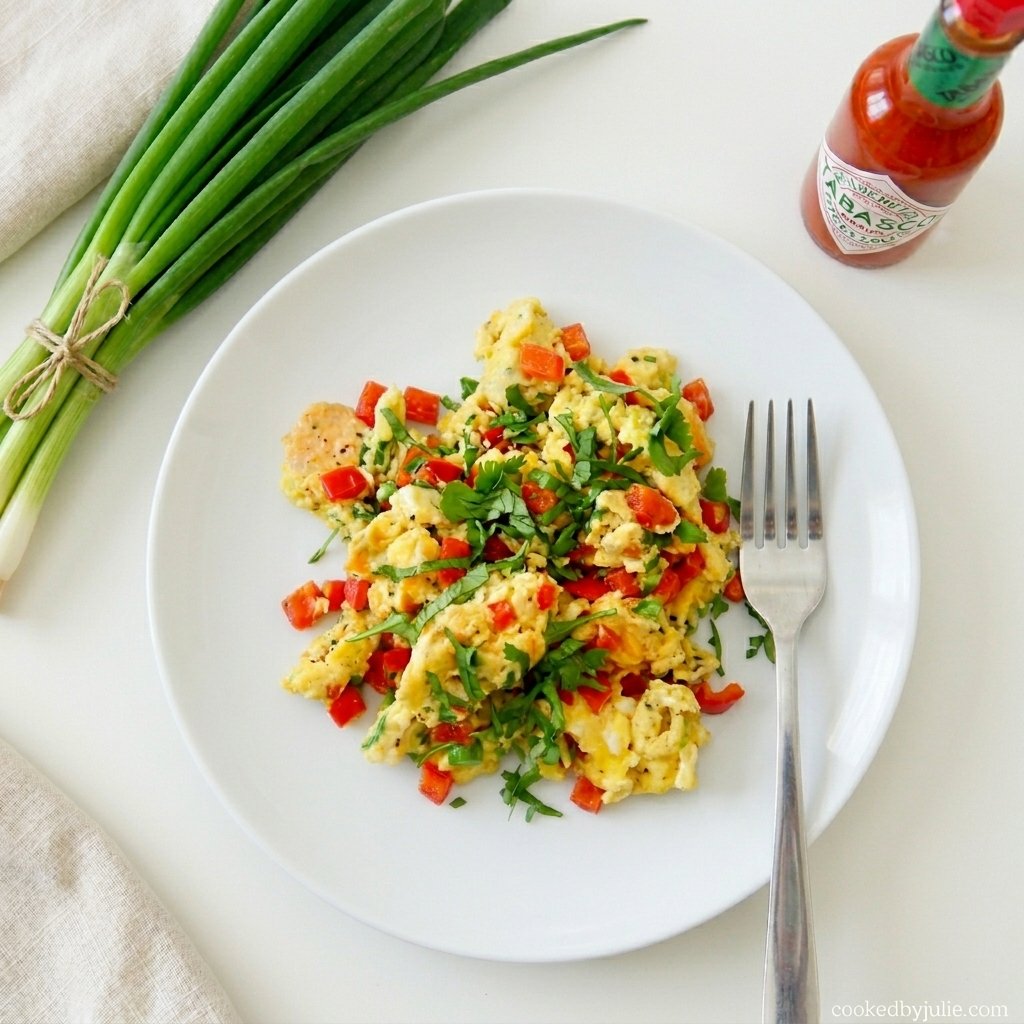 High-Protein Scrambled Eggs with Bell Pepper and Chives