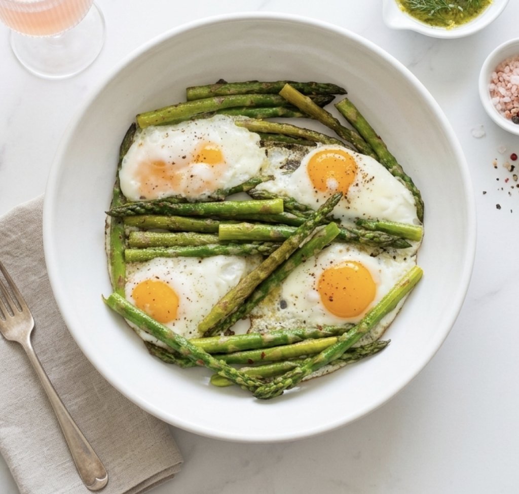 Baked Eggs in Asparagus Nests