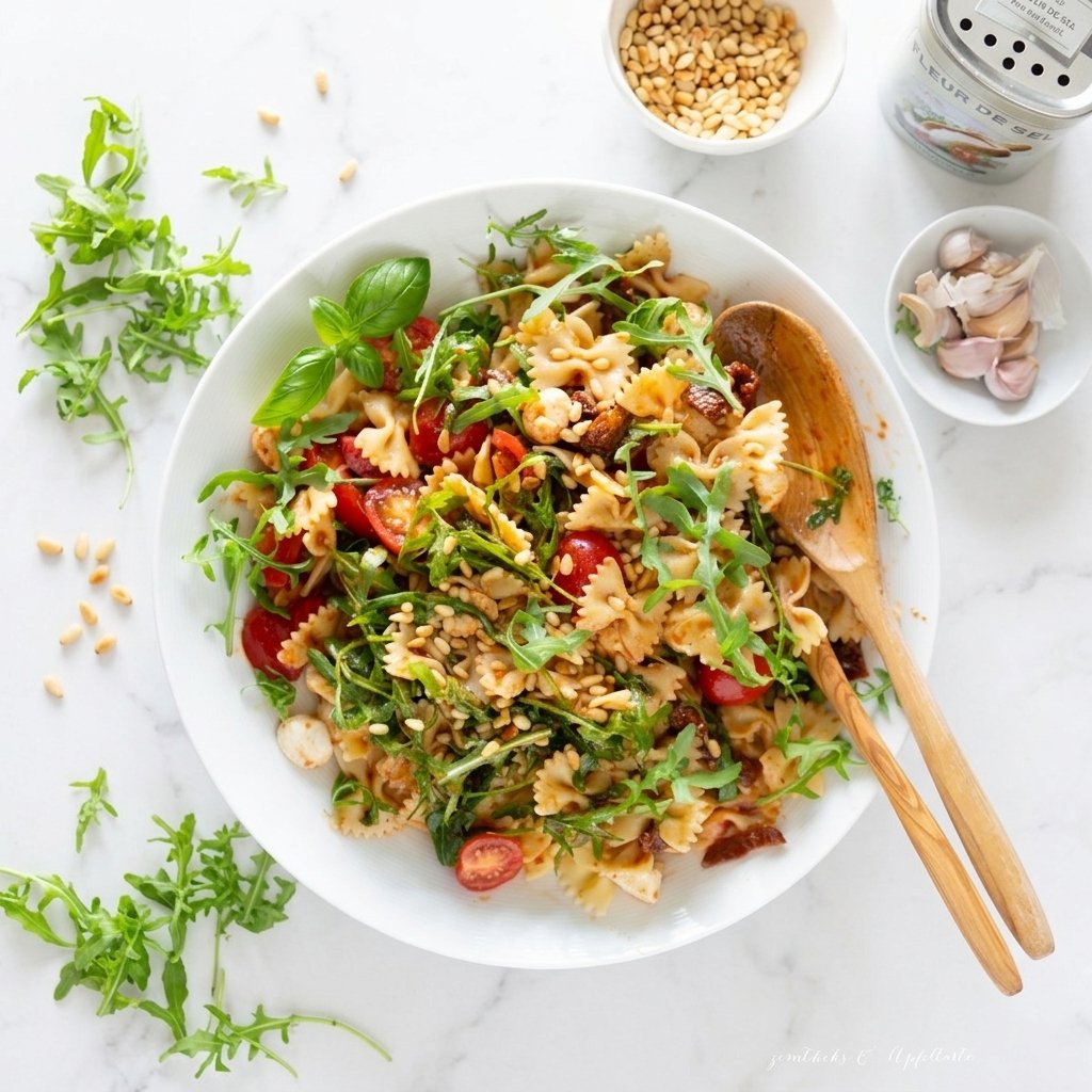 Mediterranean Pasta Salad with Rocket and Pine Nuts