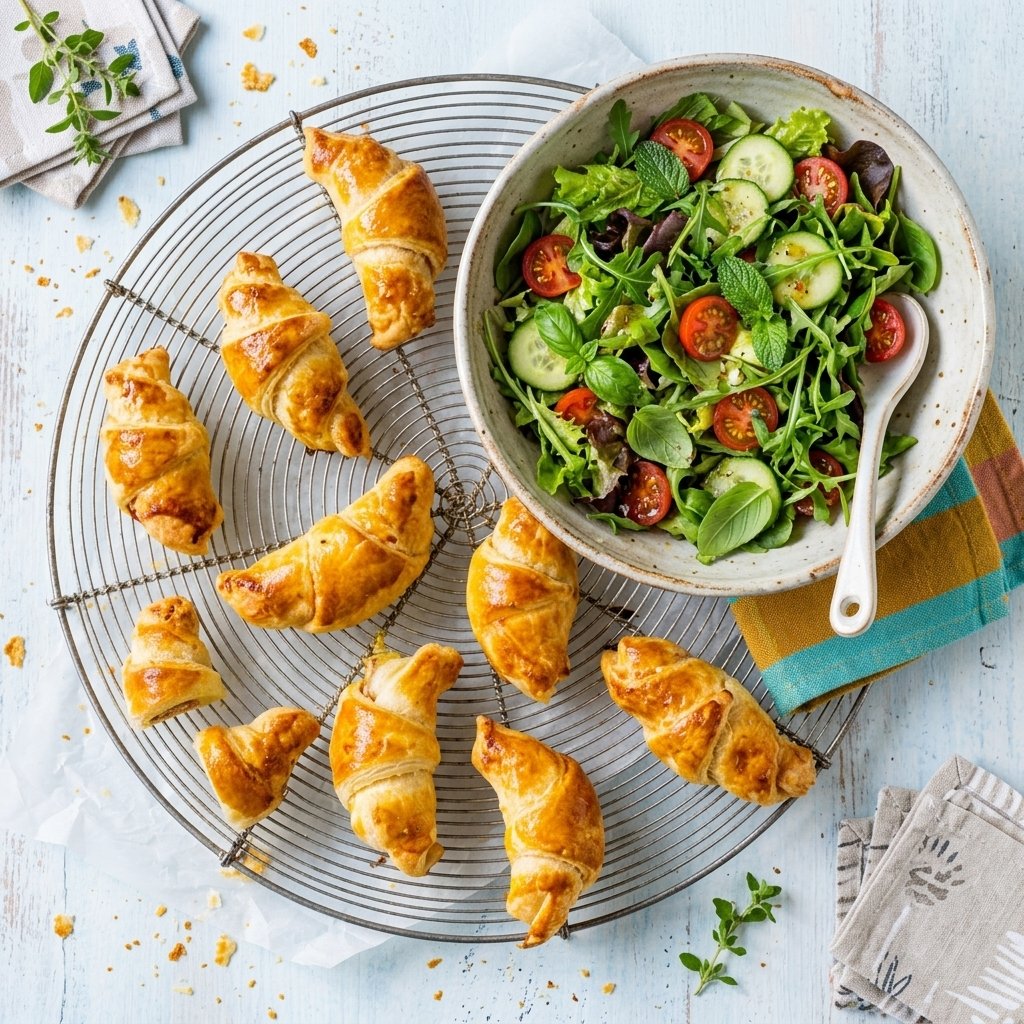 Ham Croissants with Salad