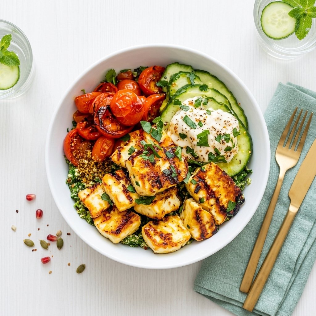 Grilled Halloumi with Zucchini and Bell Pepper