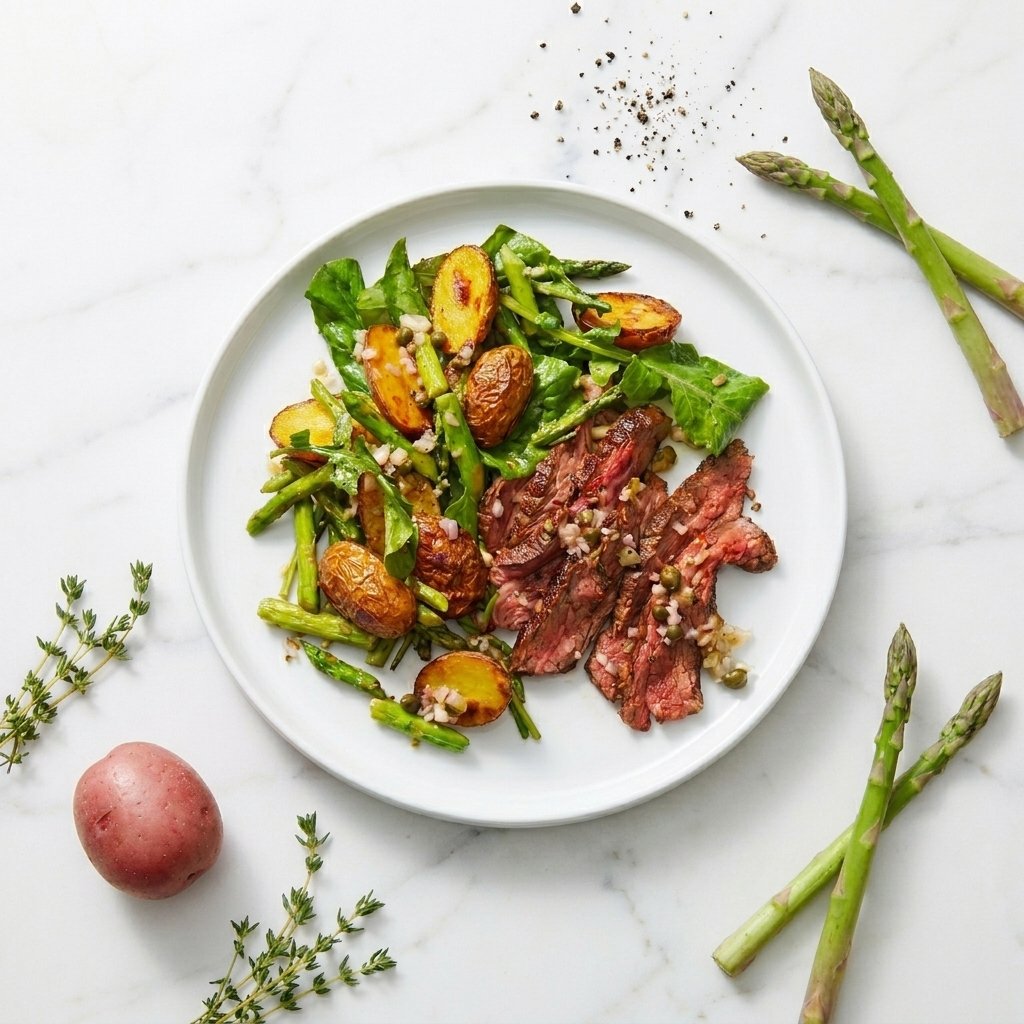 Grilled Flank Steak with Charred Asparagus