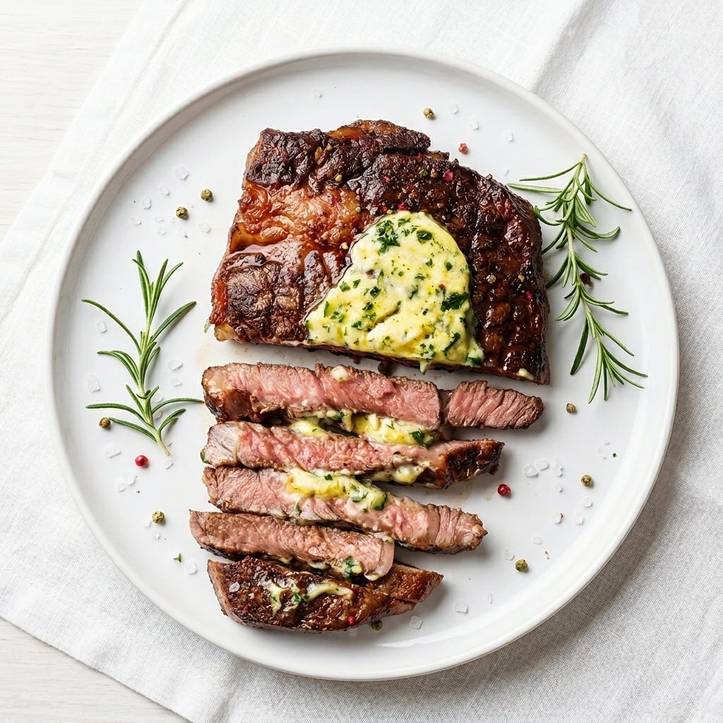 Grilled Beef Steaks with Homemade Herb Butter