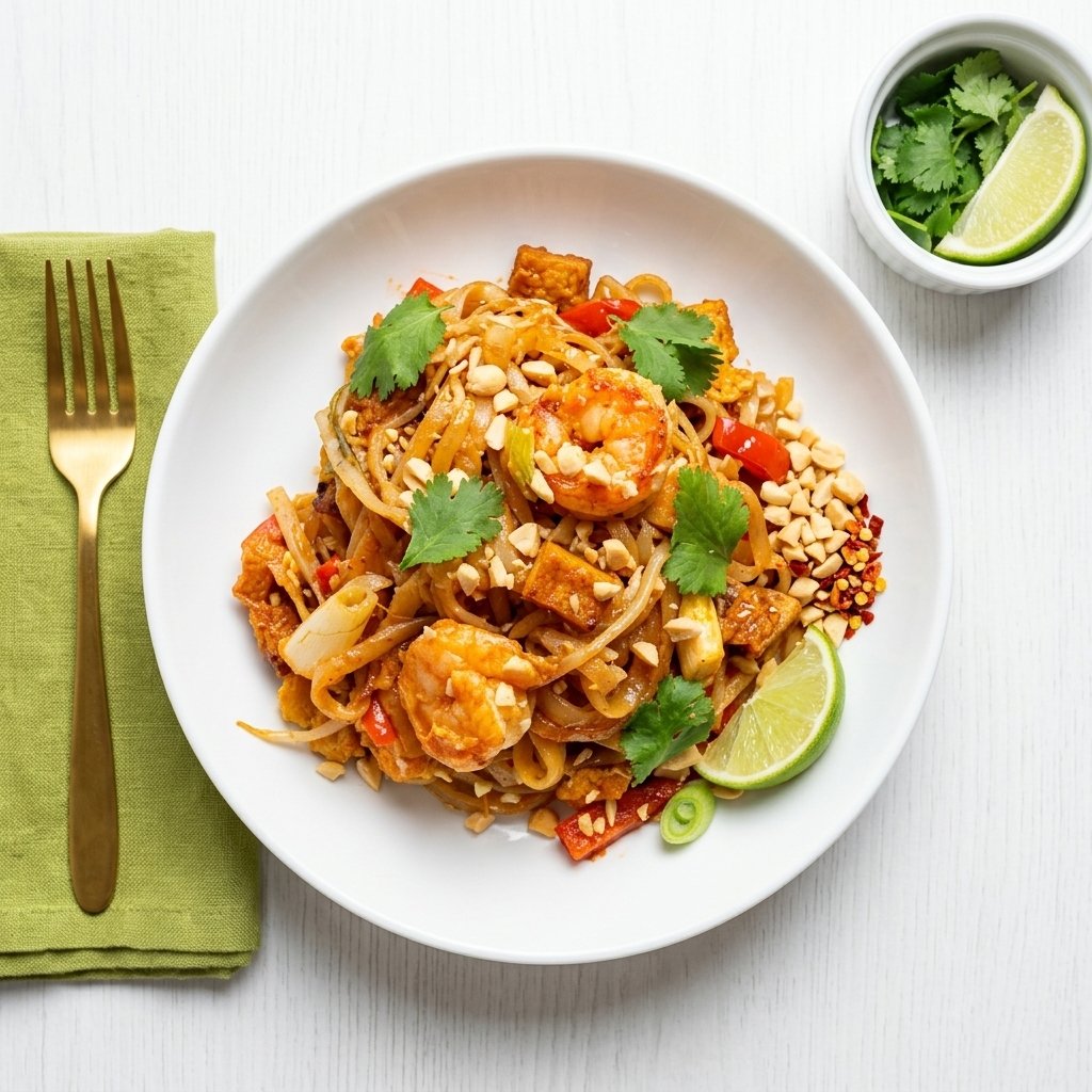Pad Thai with Shrimp and Tofu